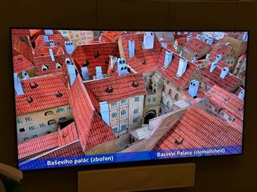 A television screen with a group of buildings

AI-generated content may be incorrect.